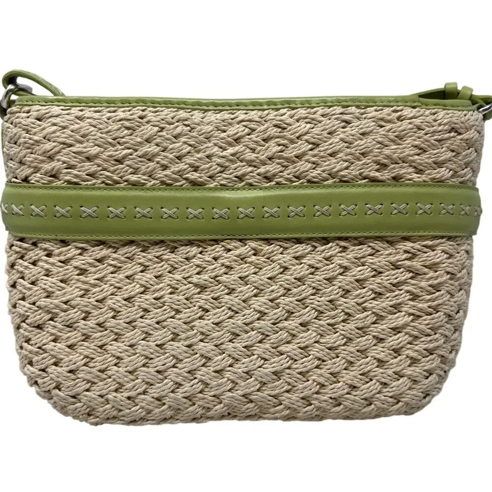 Brighton Ellery Lime Straw Crossbody Bag Heart Charm H70501 w Box